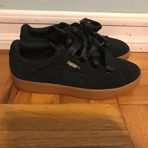 Puma Leather Suede & Satin Lace Sneakers NWOB